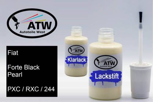Fiat, Forte Black Pearl, PXC / RXC / 244: 20ml Lackstift + 20ml Klarlack - Set, von ATW Autoteile West.